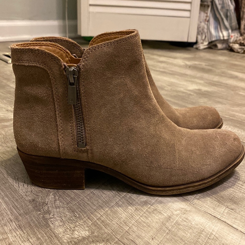 Brownish/gray lucky brand suede bootie size 7
